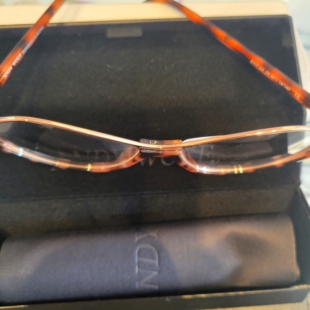 Andy Wolf Brown Tortoise & Rose Gold #5117 Eyeglass Frame New with case. - Picture 7 of 10